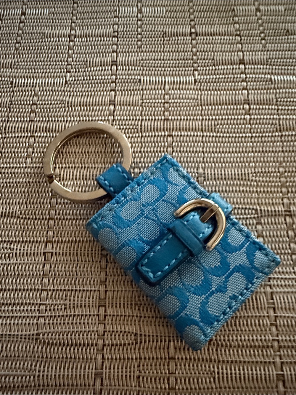 Coach Aqua Signature Monogram Key & Picture Locket Holder